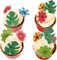83pcs Edible Monstera Tropical Leaves Flowers Cake Toppers Tropical Palm Leaves Flowers Cupcake Toppers Decorations for Jungle Hawaii Theme Baby Shower Kids Birthday Party Supplies